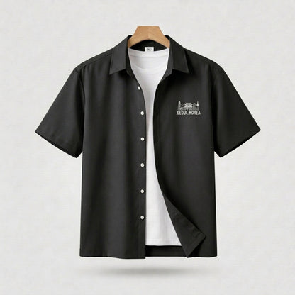 Seoul Landmark Line Graphic Shirt  - Men One Size