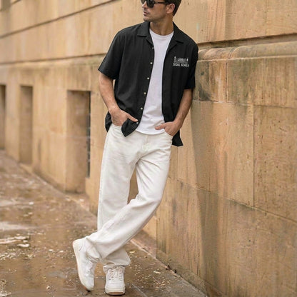 Seoul Landmark Line Graphic Shirt  - Men One Size