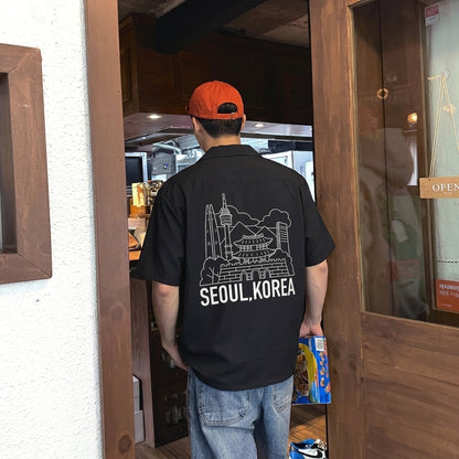 Seoul Landmark Line Graphic Shirt  - Men One Size