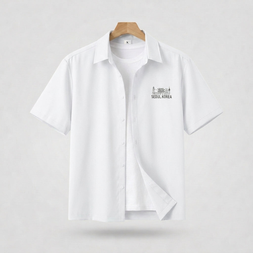 Seoul Landmark Line Graphic Shirt  - Men One Size