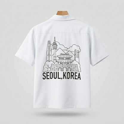Seoul Landmark Line Graphic Shirt  - Men One Size