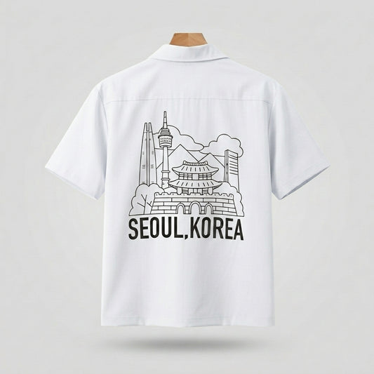 Seoul Landmark Line Graphic Shirt  - Men One Size