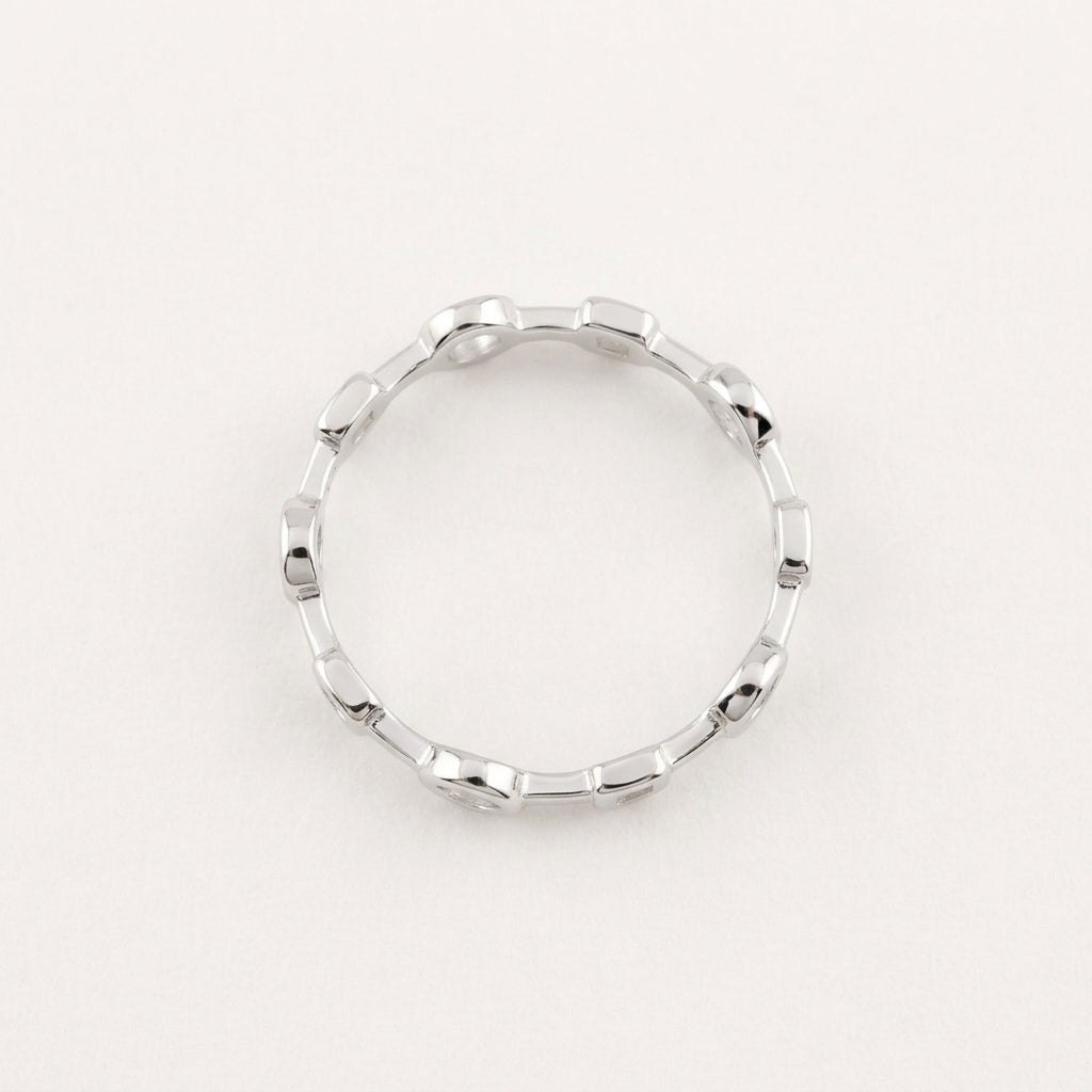 Geometric Circle & Square Silver Ring