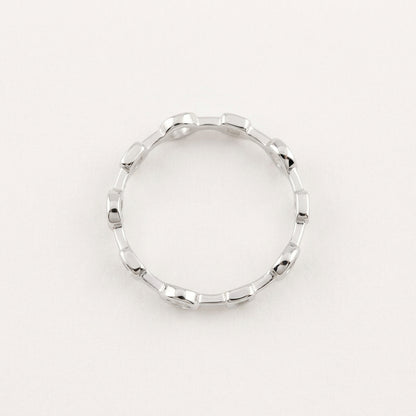Geometric Circle & Square Silver Ring