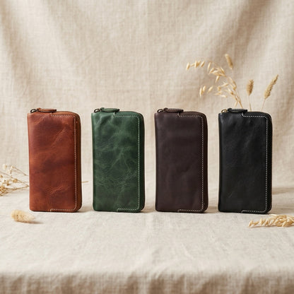 Slim Cowhide Long Wallet – Compact Design