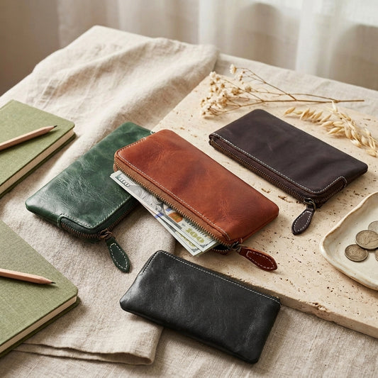 Slim Cowhide Long Wallet – Compact Design