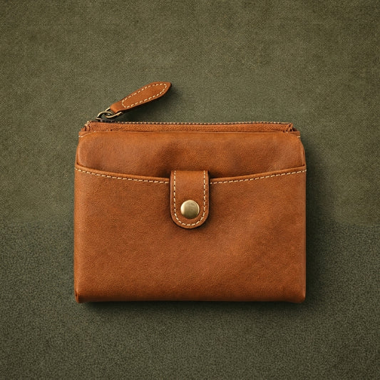 Handmade Cowhide Snap Pocket Bifold Wallet