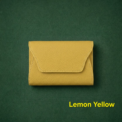 Mini Pebbled Leather Card Wallet – Compact Snap Closure Cash & Card Holder