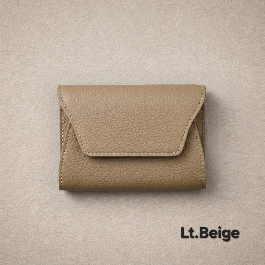 Mini Pebbled Leather Card Wallet – Compact Snap Closure Cash & Card Holder