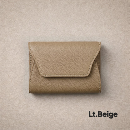 Mini Pebbled Leather Card Wallet – Compact Snap Closure Cash & Card Holder