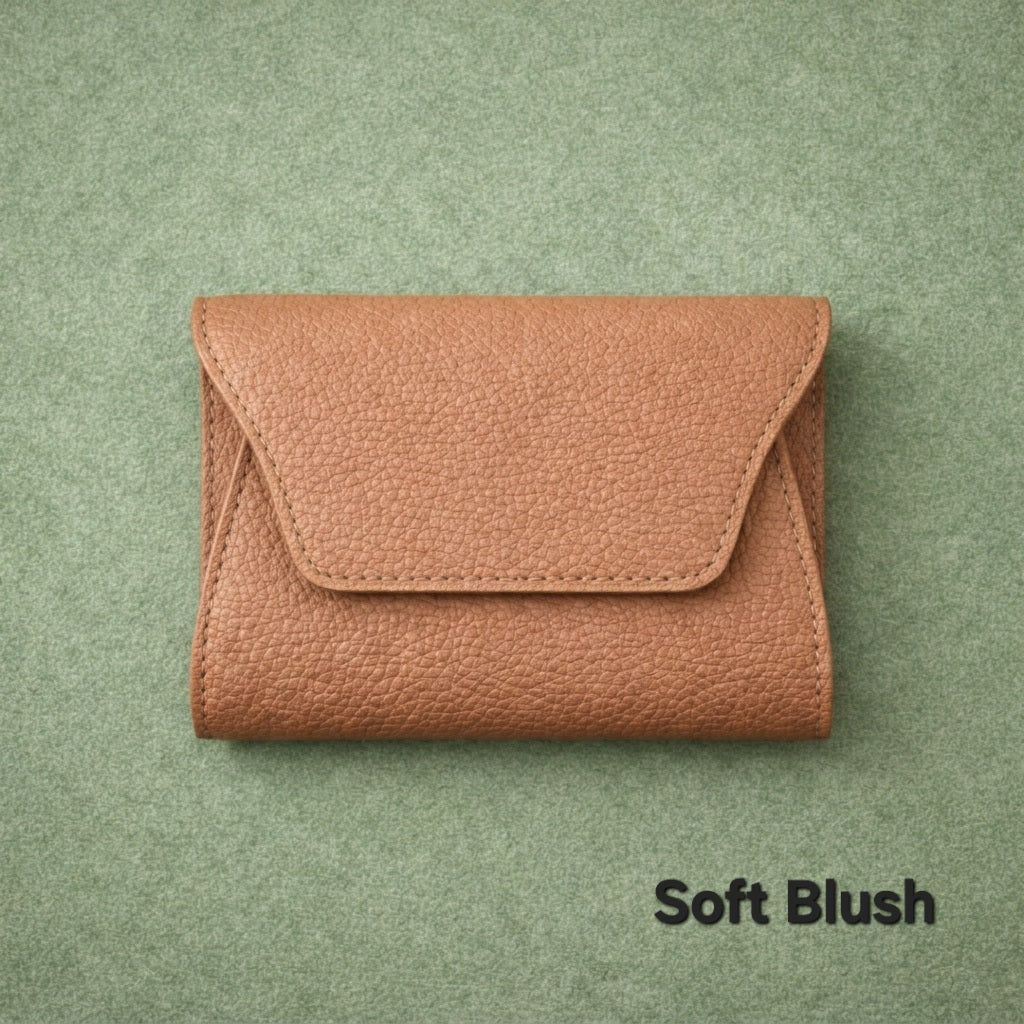 Mini Pebbled Leather Card Wallet – Compact Snap Closure Cash & Card Holder