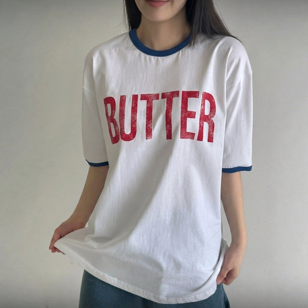 BUTTER Color-Band Graphic T-Shirt   - Men One Size