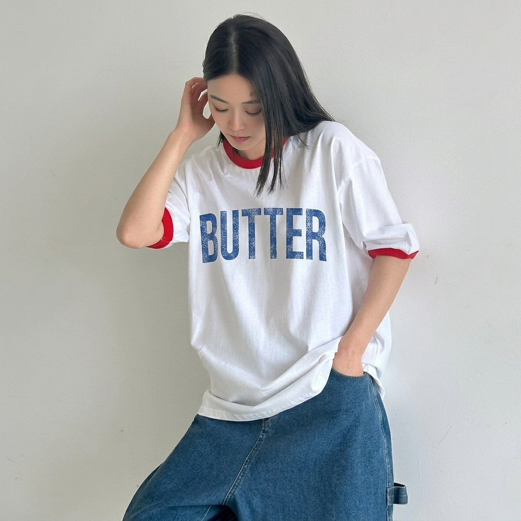 BUTTER Color-Band Graphic T-Shirt   - Men One Size