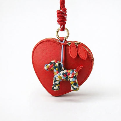 Hand-Braided Leather Dog Charm – Woven Bag Charm & Keychain