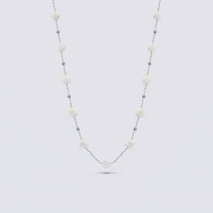 Delicate Ivory Blossom Bead Necklace & Bracelet Set