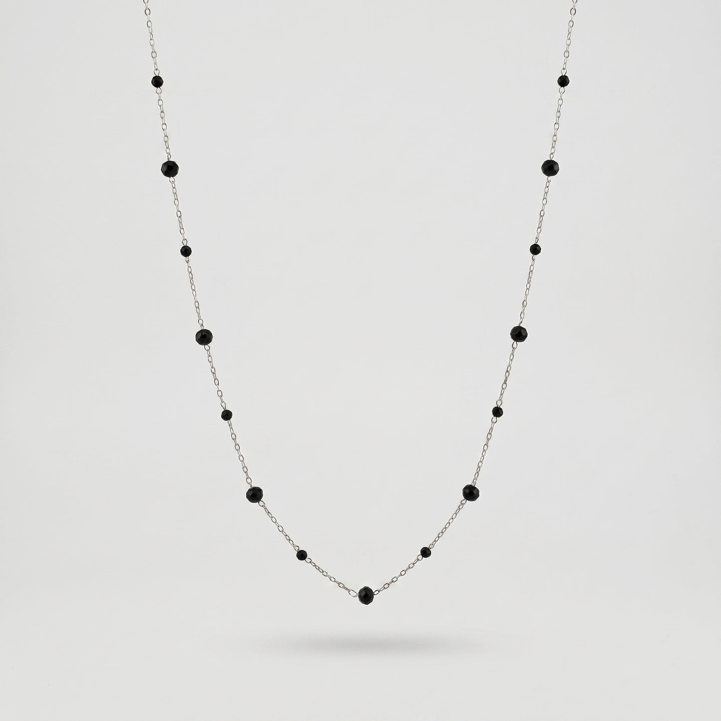 Delicate Black Bead Necklace & Bracelet Set