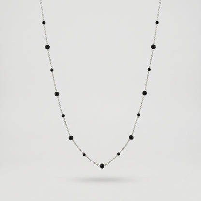 Delicate Black Bead Necklace & Bracelet Set