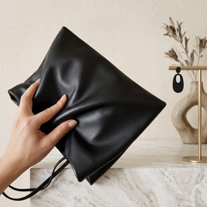 LUNE Double Compartment Lambskin Shoulder Tote - Medium