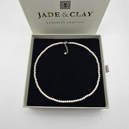 Sterling Silver Pearl Necklace (4mm / 6mm / 8mm) – Elegant Minimal Jewelry