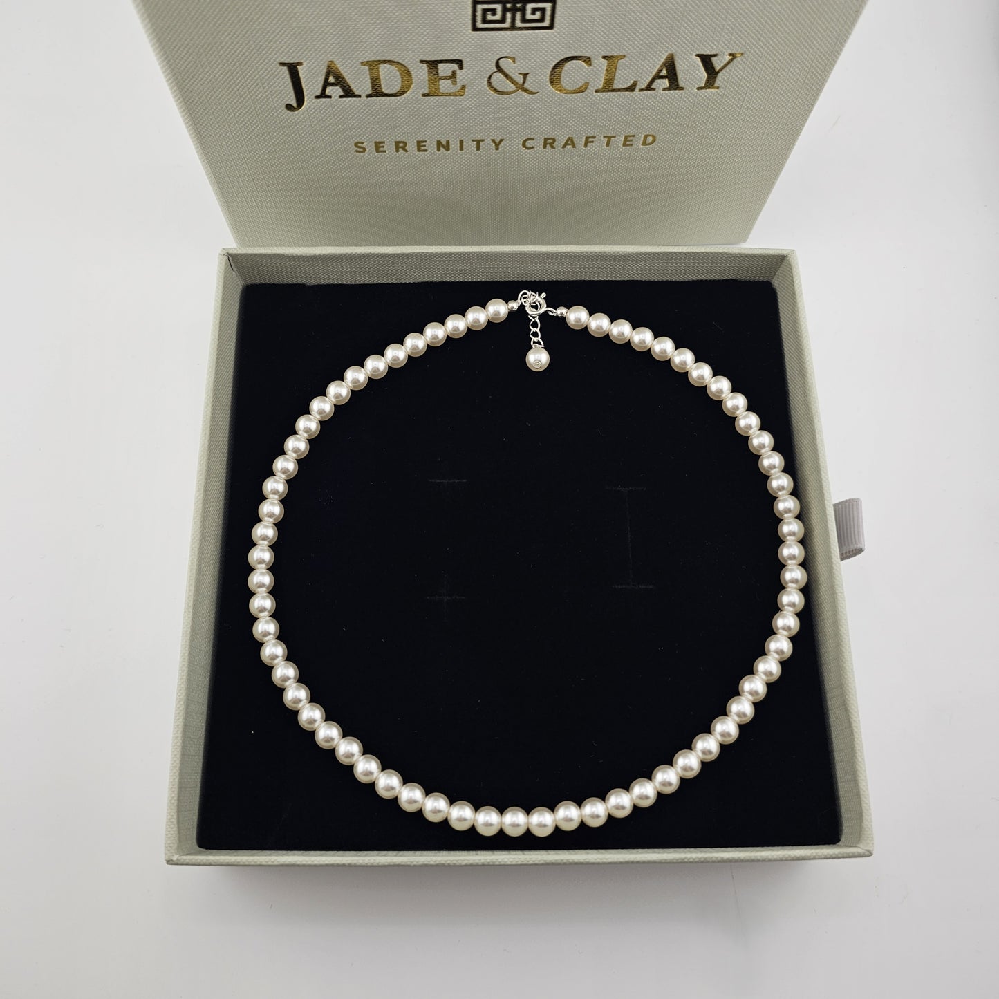 Sterling Silver Pearl Necklace (4mm / 6mm / 8mm) – Elegant Minimal Jewelry