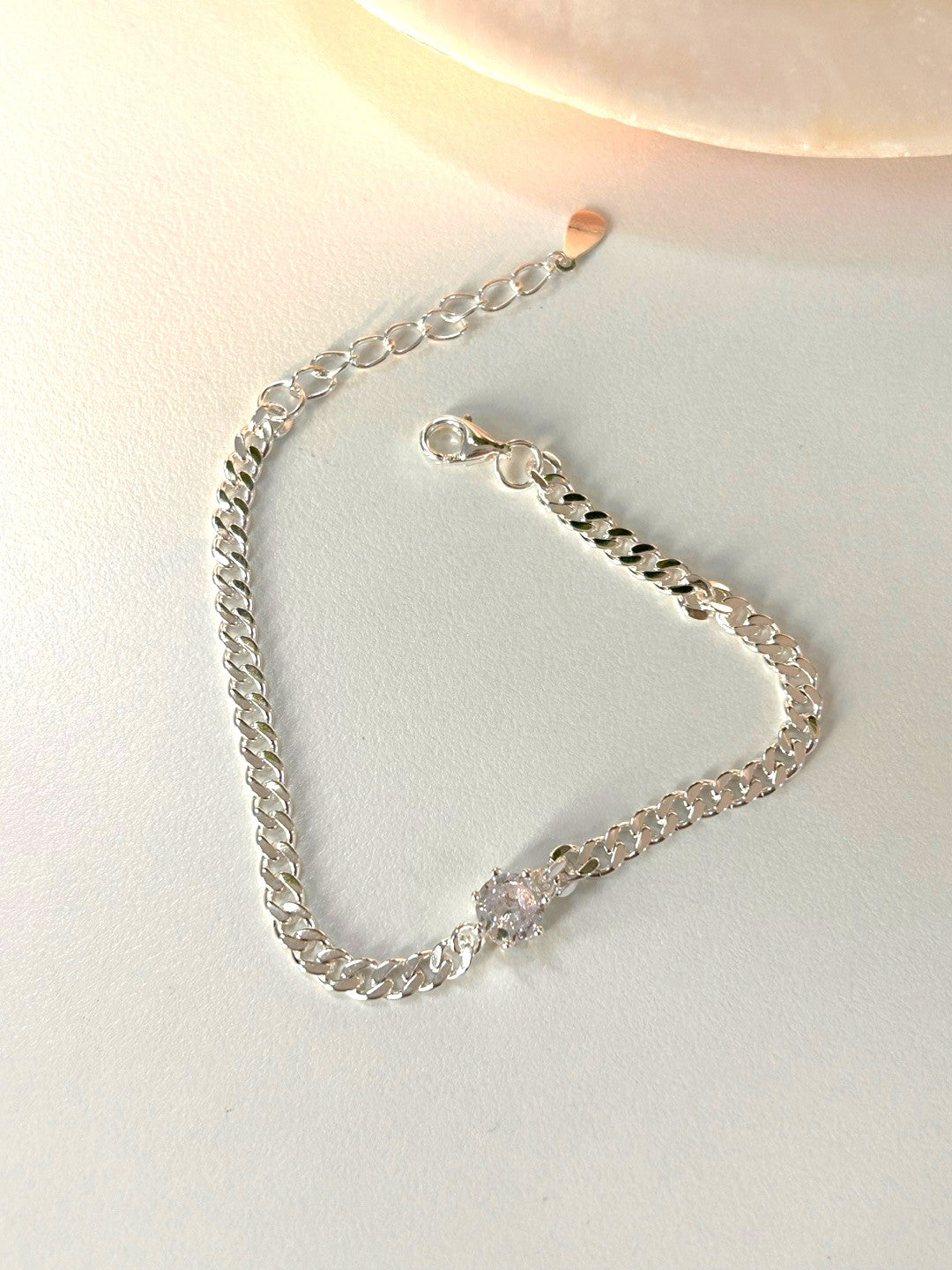 Cubic Stone Chain Silver Bracelet