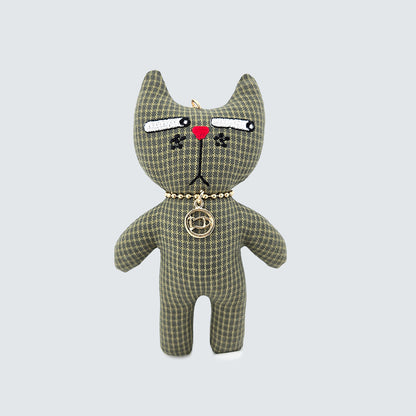 Side-Eye Cat Handmade Fabric Charm  & Keychain
