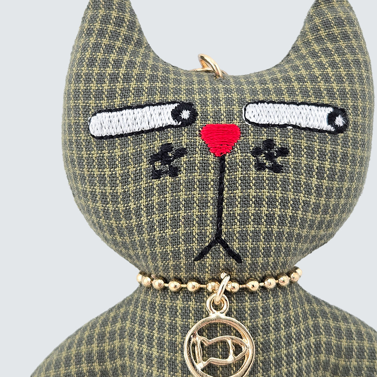 Side-Eye Cat Handmade Fabric Charm  & Keychain