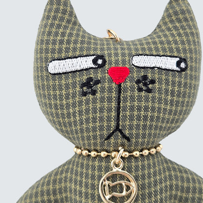 Side-Eye Cat Handmade Fabric Charm  & Keychain