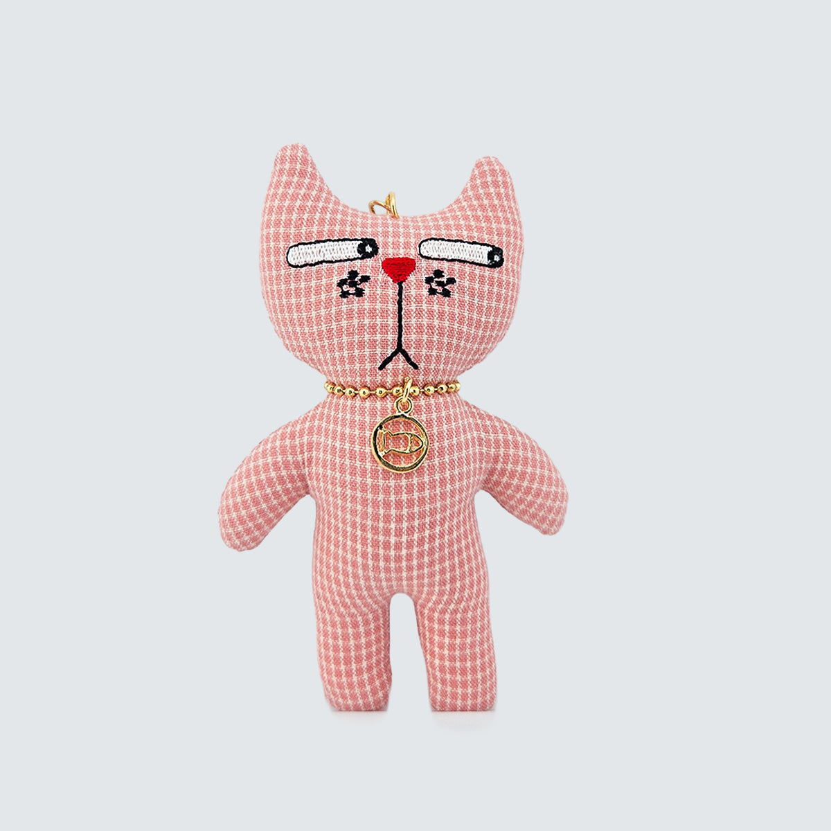 Side-Eye Cat Handmade Fabric Charm  & Keychain