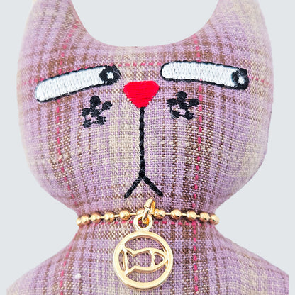 Side-Eye Cat Handmade Fabric Charm  & Keychain