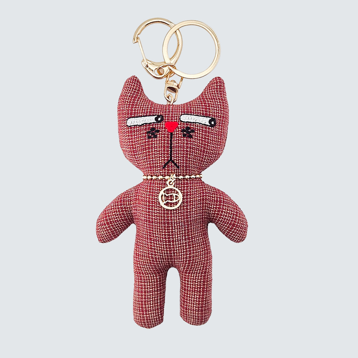 Side-Eye Cat Handmade Fabric Charm  & Keychain