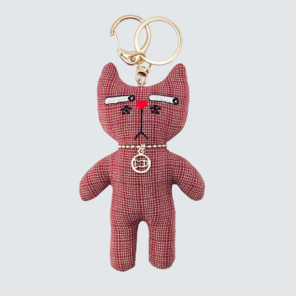Side-Eye Cat Handmade Fabric Charm  & Keychain