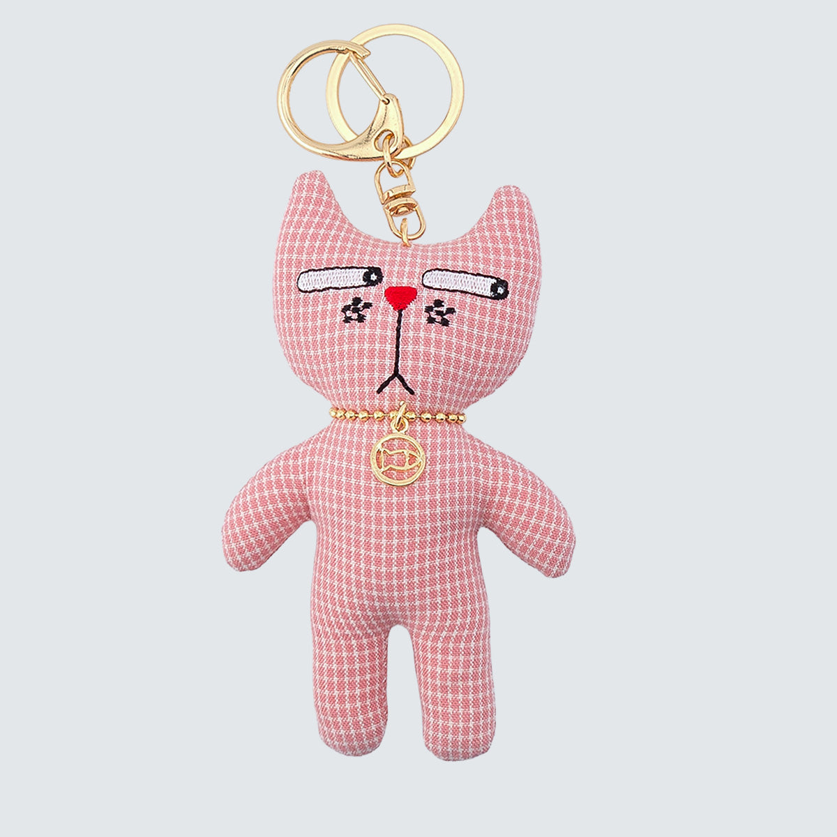 Side-Eye Cat Handmade Fabric Charm  & Keychain