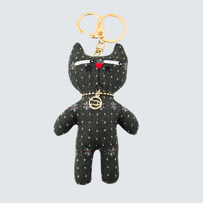 Side-Eye Cat Handmade Fabric Charm  & Keychain