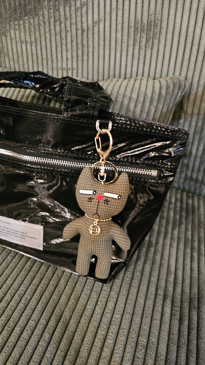 Side-Eye Cat Handmade Fabric Charm  & Keychain