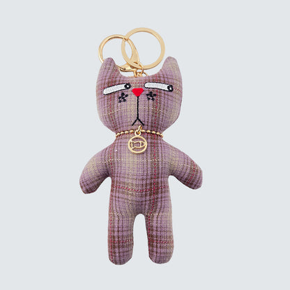 Side-Eye Cat Handmade Fabric Charm  & Keychain