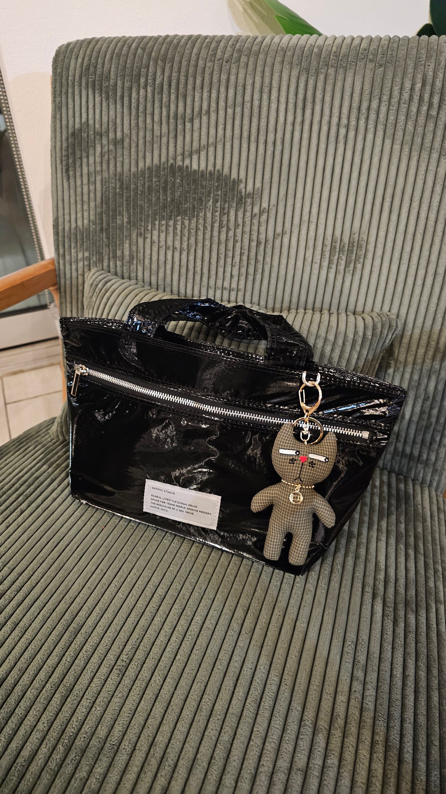 Side-Eye Cat Handmade Fabric Charm  & Keychain