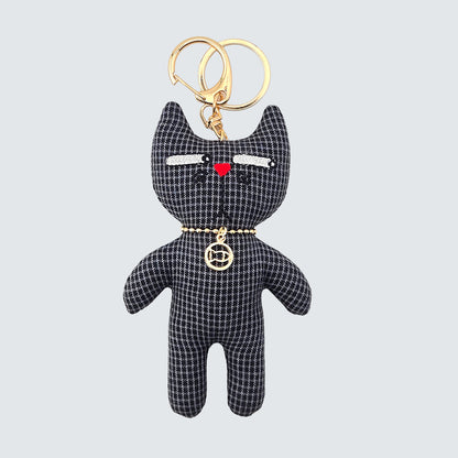 Side-Eye Cat Handmade Fabric Charm  & Keychain