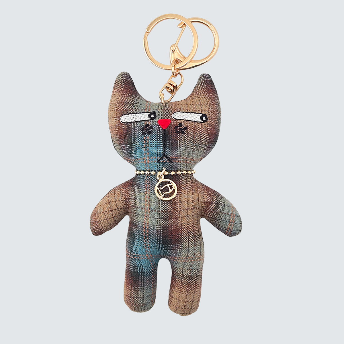 Side-Eye Cat Handmade Fabric Charm  & Keychain