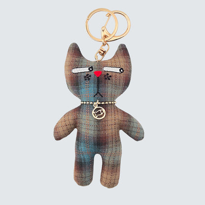 Side-Eye Cat Handmade Fabric Charm  & Keychain