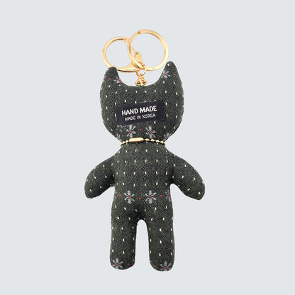 Side-Eye Cat Handmade Fabric Charm  & Keychain