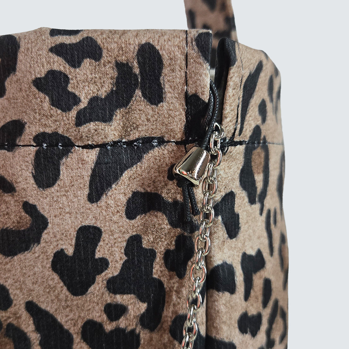 LEOPARD MINI BUCKET DRAWSTRING TOTE BAG