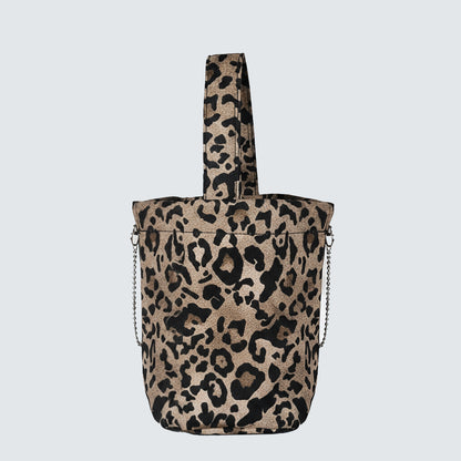 LEOPARD MINI BUCKET DRAWSTRING TOTE BAG