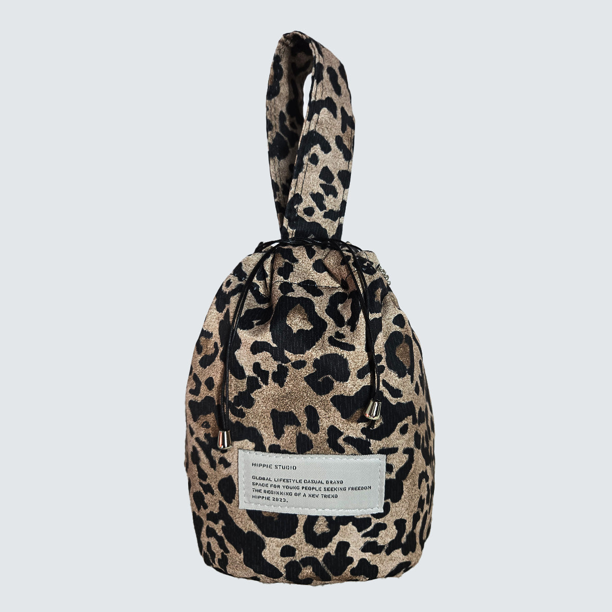 LEOPARD MINI BUCKET DRAWSTRING TOTE BAG