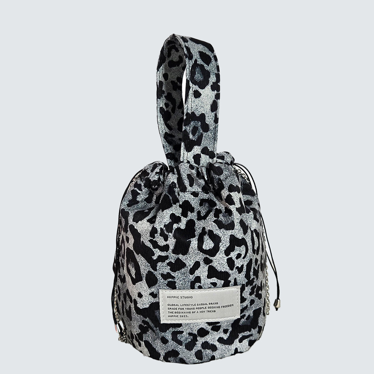 LEOPARD MINI BUCKET DRAWSTRING TOTE BAG