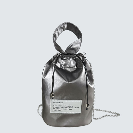 AURORA METALLIC DRAWSTRING MINI TOTE BAG