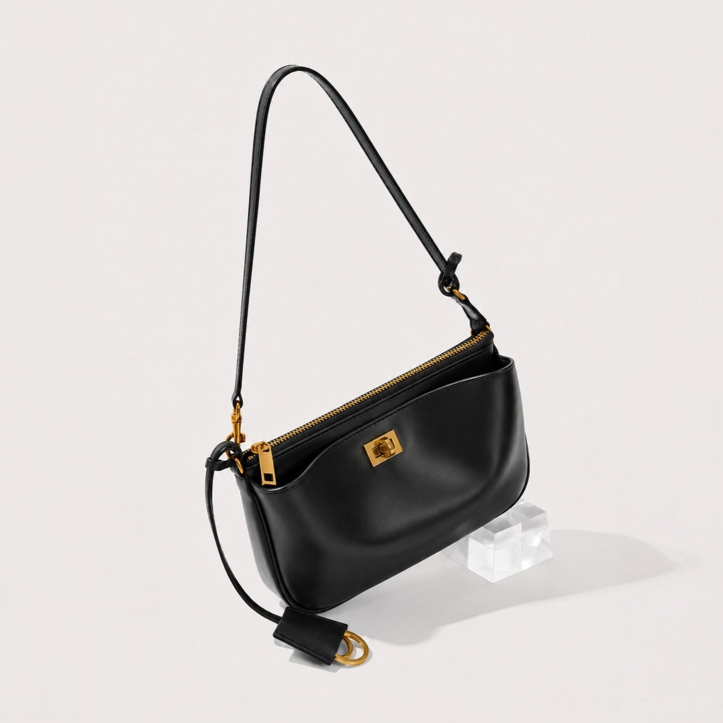 RIVA Slim Bag – Cowhide Leather Turn-Lock Shoulder Bag