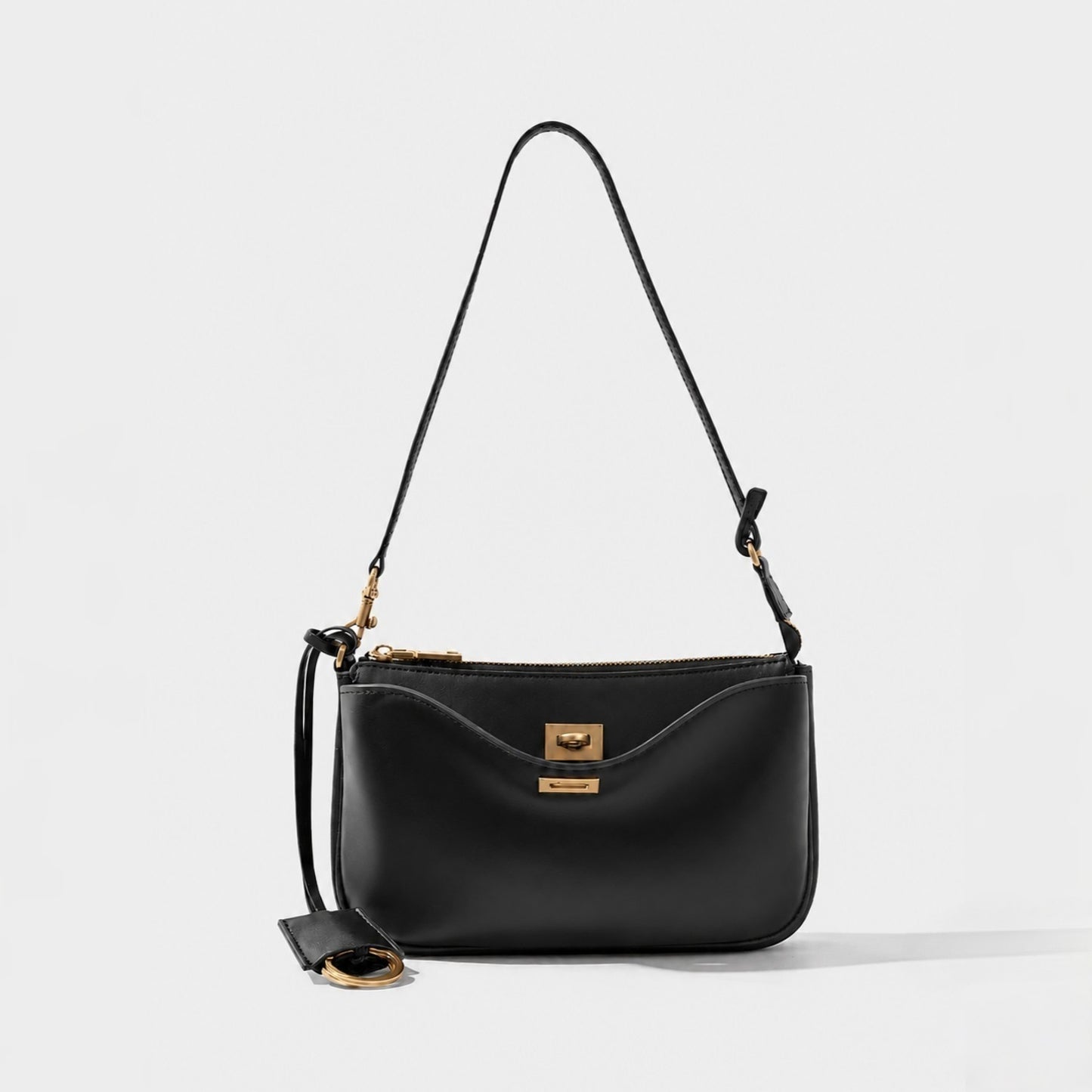 RIVA Slim Bag – Cowhide Leather Turn-Lock Shoulder Bag