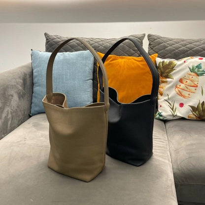 Medium Norr Leather Bucket Tote Bag