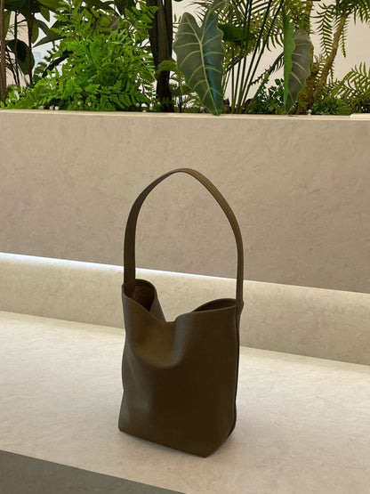 Medium Norr Leather Bucket Tote Bag